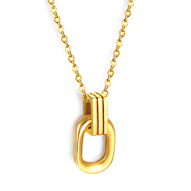 Long round frame clasp pendant necklace 40+5cm