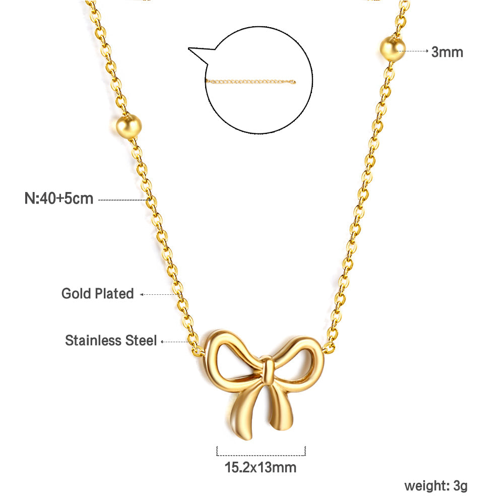 Bow Pendant Necklace 40+5cm asonjewelry