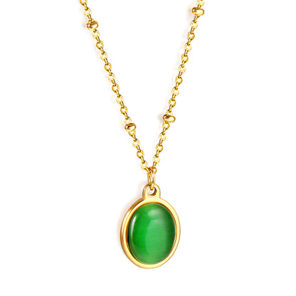 Long Round Pendant with White Zirconia Necklace 40+5cm asonjewelry