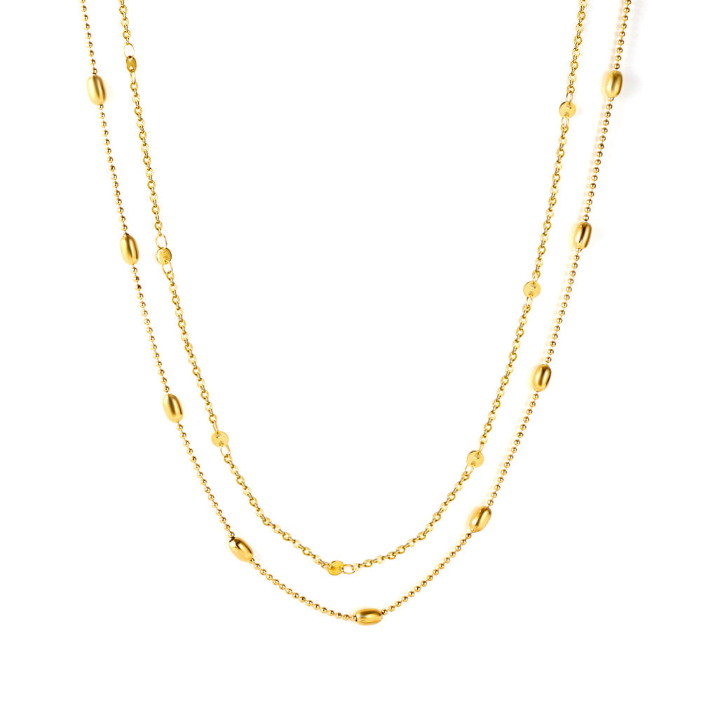 20 oval steel balls + matching chain double waist chain 80+75+25cm asonjewelry