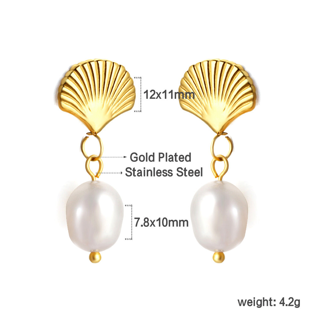 Fan + White Pearl Earrings asonjewelry