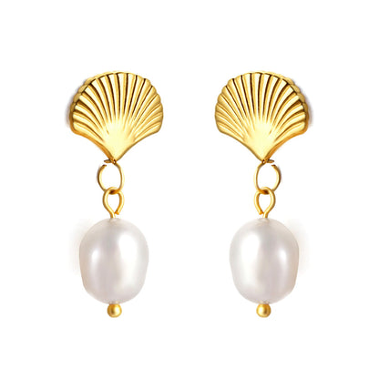 Fan + White Pearl Earrings asonjewelry