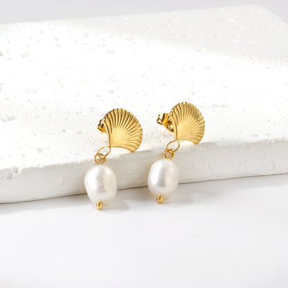 Fan + White Pearl Earrings asonjewelry