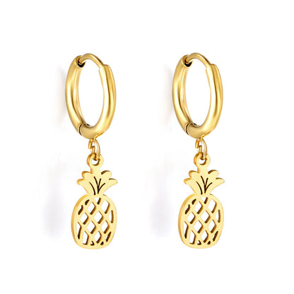New 1.6x11mm Circle With Pineapple Earrings asonjewelry