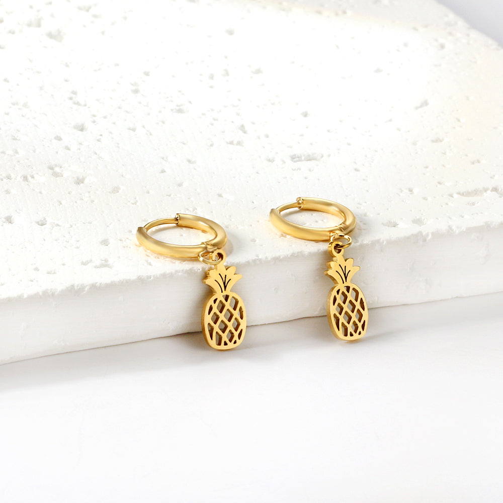 New 1.6x11mm Circle With Pineapple Earrings asonjewelry