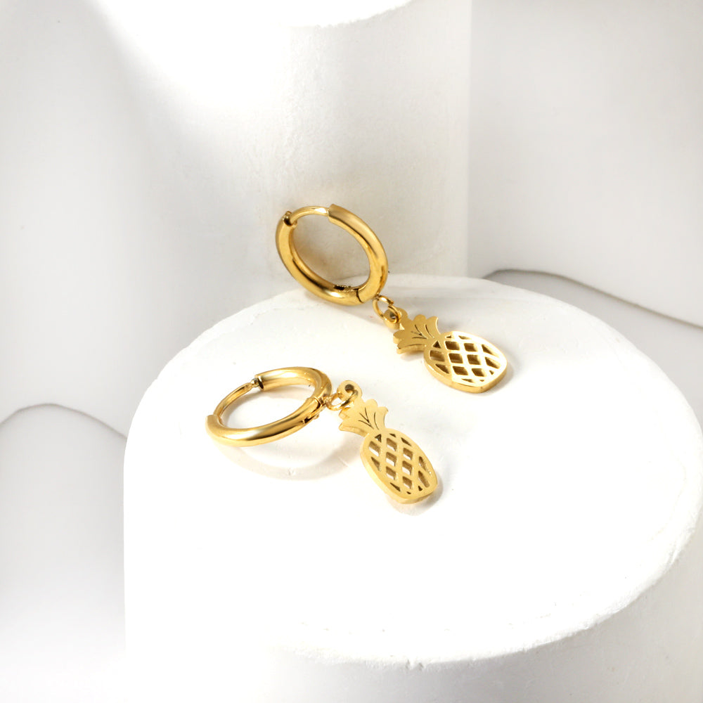 New 1.6x11mm Circle With Pineapple Earrings asonjewelry