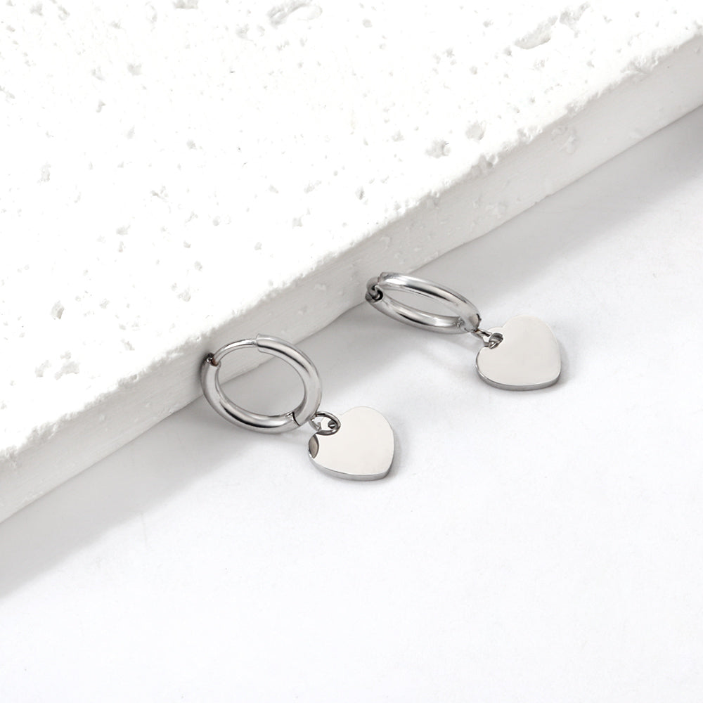 1.6x11mm Circle with Hearts Stud Earrings asonjewelry