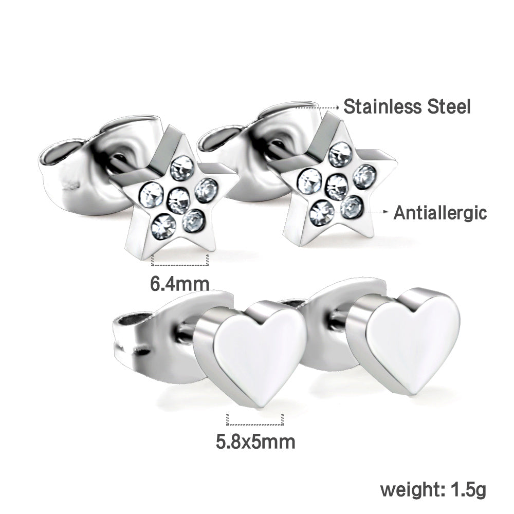 Pentagram + Heart Cut Earrings with Diamonds asonjewelry