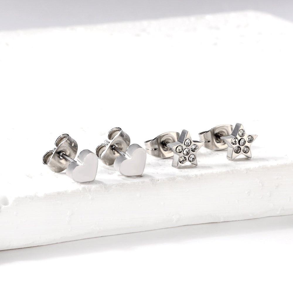 Pentagram + Heart Cut Earrings with Diamonds asonjewelry