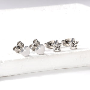 Pentagram + Heart Cut Earrings with Diamonds