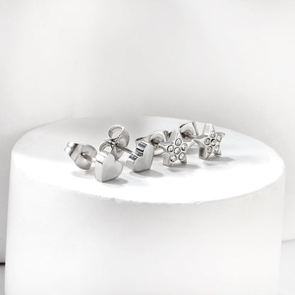 Pentagram + Heart Cut Earrings with Diamonds asonjewelry