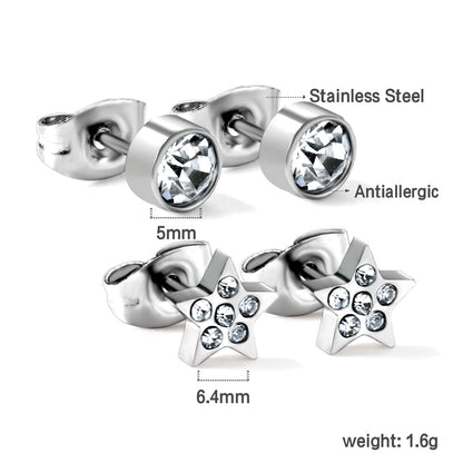 Pentagram + Cylinder Cut Earrings with Diamonds asonjewelry