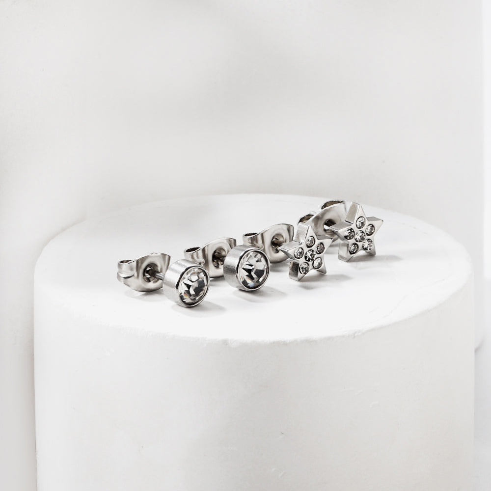 Pentagram + Cylinder Cut Earrings with Diamonds asonjewelry