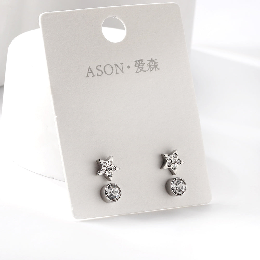 Pentagram + Cylinder Cut Earrings with Diamonds asonjewelry