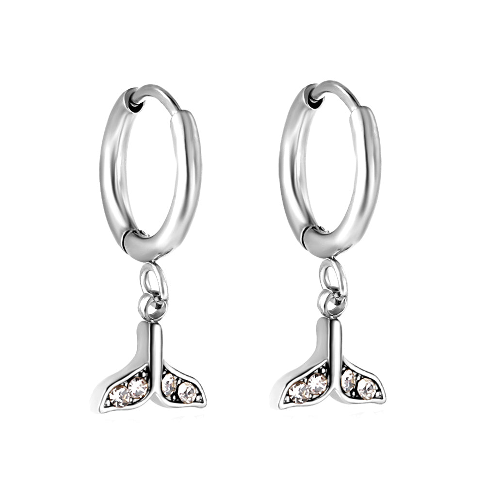 1.6x10mm circle fishtail white diamond stud earrings asonjewelry