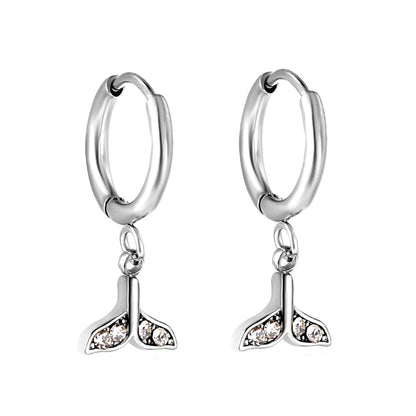 1.6x10mm circle fishtail white diamond stud earrings asonjewelry