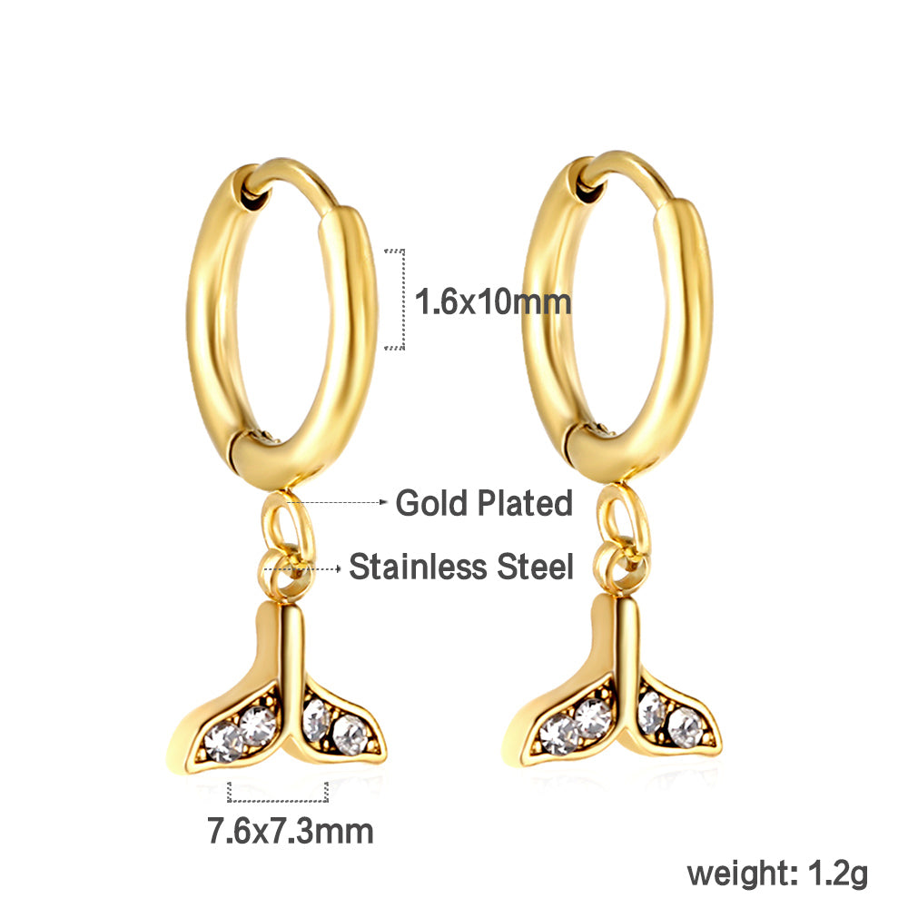 1.6x10mm circle fishtail white diamond stud earrings asonjewelry