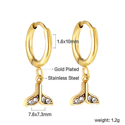 1.6x10mm circle fishtail white diamond stud earrings asonjewelry