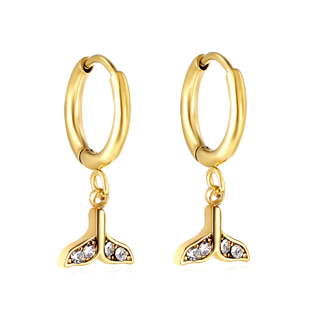 1.6x10mm circle fishtail white diamond stud earrings asonjewelry