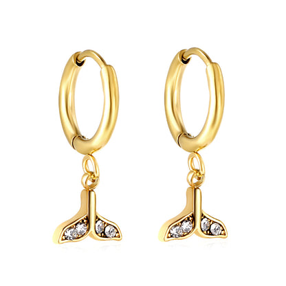 1.6x10mm circle fishtail white diamond stud earrings asonjewelry