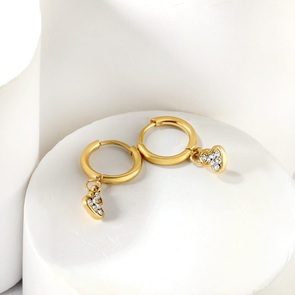 1.6x10mm circle with gourd white diamond stud earrings asonjewelry