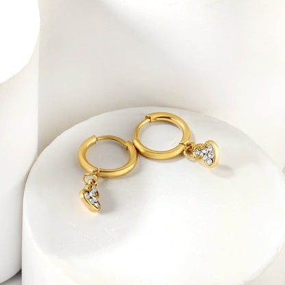 1.6x10mm circle with gourd white diamond stud earrings asonjewelry