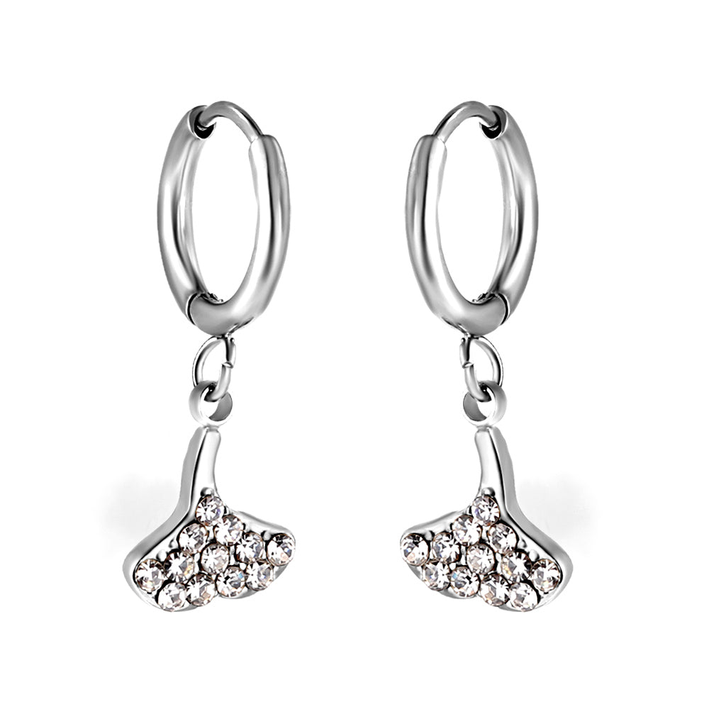 1.6x10mm circle fan white diamond stud earrings asonjewelry