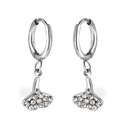 1.6x10mm circle fan white diamond stud earrings asonjewelry