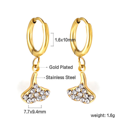 1.6x10mm circle fan white diamond stud earrings asonjewelry