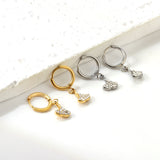 1.6x10mm circle fan white diamond stud earrings