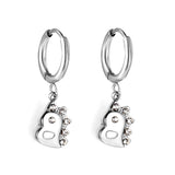 1.6x10mm circle with small dinosaur white diamond stud earrings