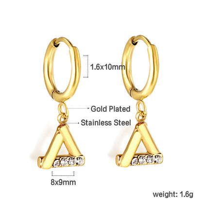 1.6x10mm circle with triangle white diamond stud earrings asonjewelry