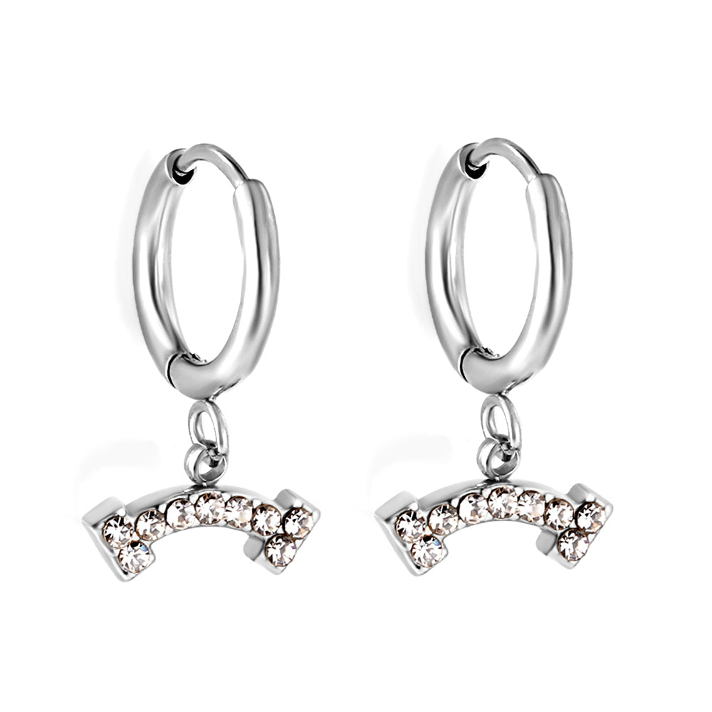 1.6x10mm circle with bone white diamond stud earrings asonjewelry