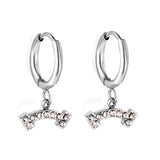 1.6x10mm circle with bone white diamond stud earrings