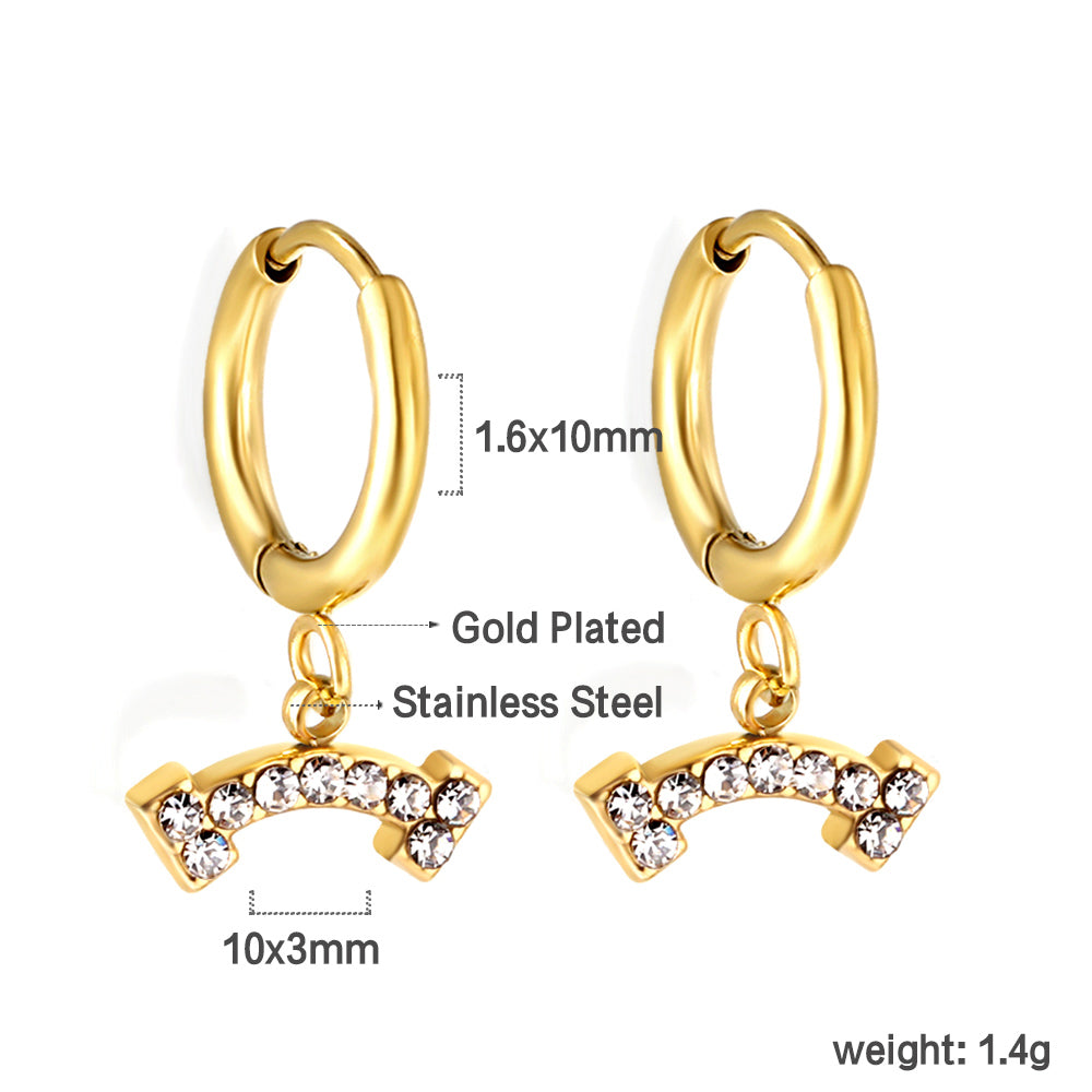 1.6x10mm circle with bone white diamond stud earrings asonjewelry