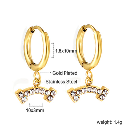 1.6x10mm circle with bone white diamond stud earrings asonjewelry