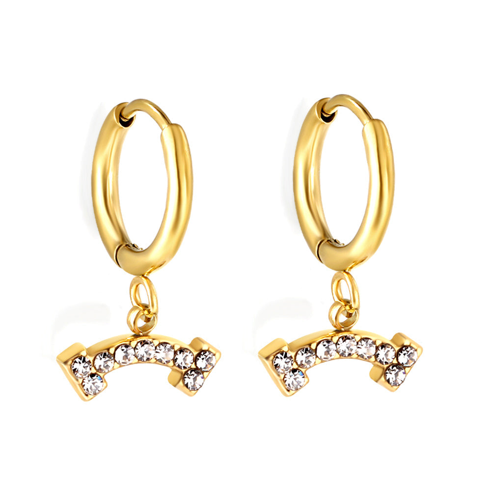 1.6x10mm circle with bone white diamond stud earrings asonjewelry