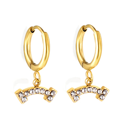 1.6x10mm circle with bone white diamond stud earrings asonjewelry