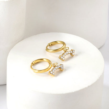 1.6x10mm circle with bone white diamond stud earrings asonjewelry