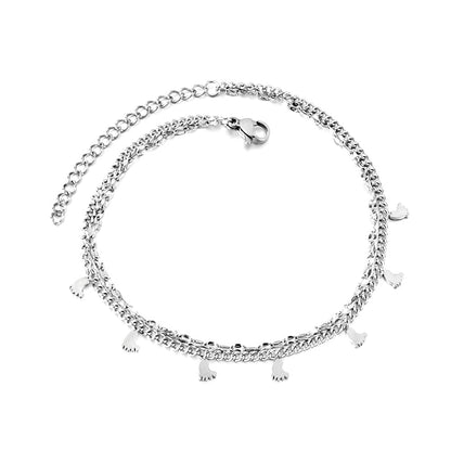 7 pcs foot chain + chain with double anklet 21+5cm gold color steel color asonjewelry