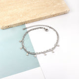 7 pcs foot chain + chain with double anklet 21+5cm gold color steel color