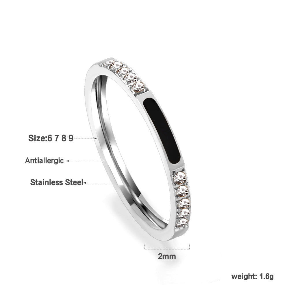Light luxury diamond ring stainless steel ring wholesale asonjewelry