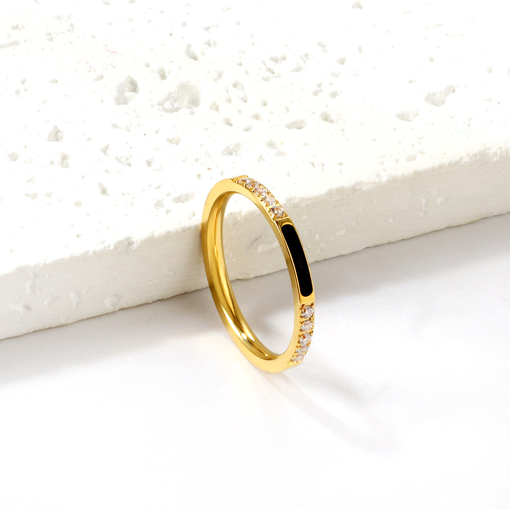 Light luxury diamond ring stainless steel ring wholesale asonjewelry