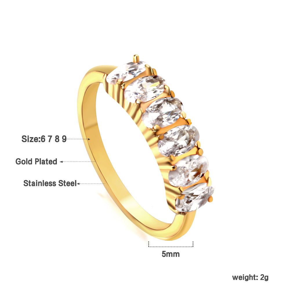 New white stone ring light luxury hundred elegant temperament metal wind asonjewelry