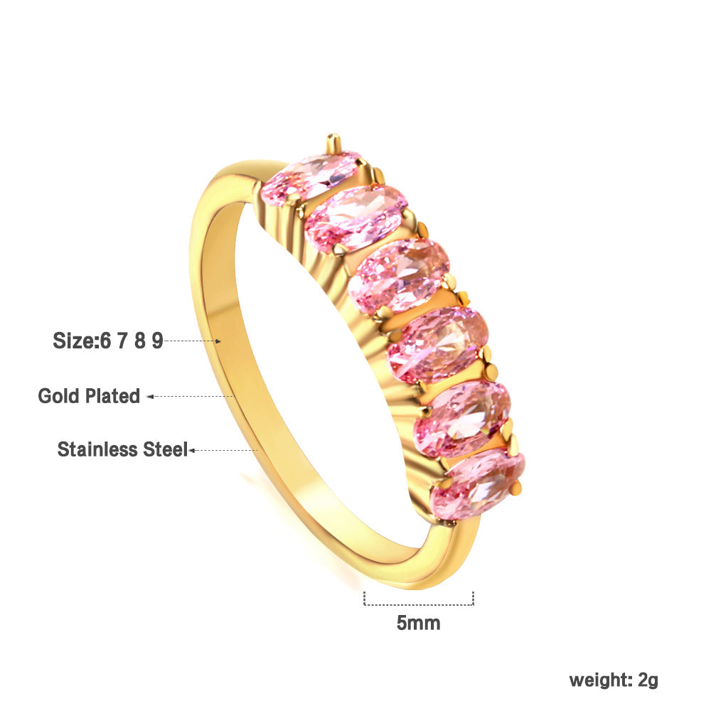 New white stone ring light luxury hundred elegant temperament metal wind asonjewelry