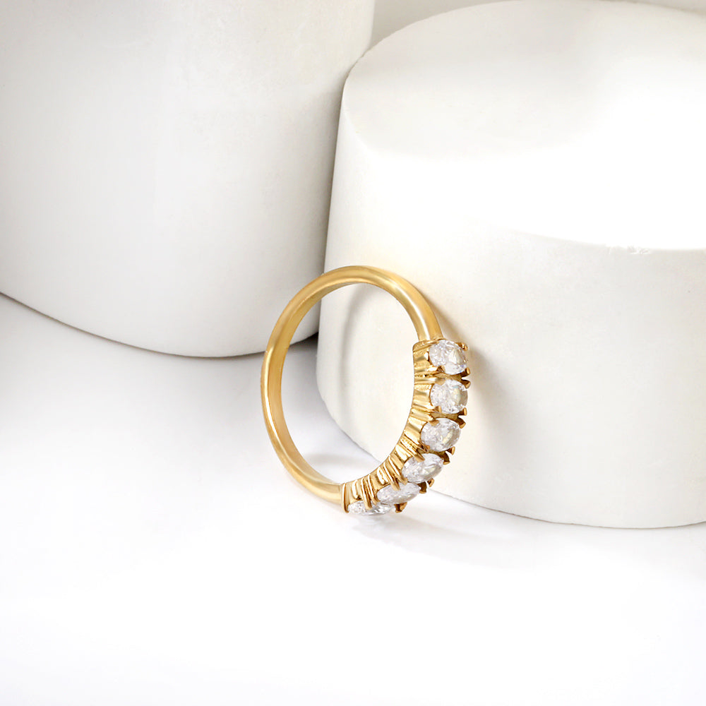 New white stone ring light luxury hundred elegant temperament metal wind asonjewelry