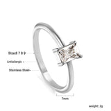 Stainless Steel Dark Green Bar Ring Vacuum Plated 18K Gold