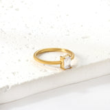 Stainless Steel Dark Green Bar Ring Vacuum Plated 18K Gold