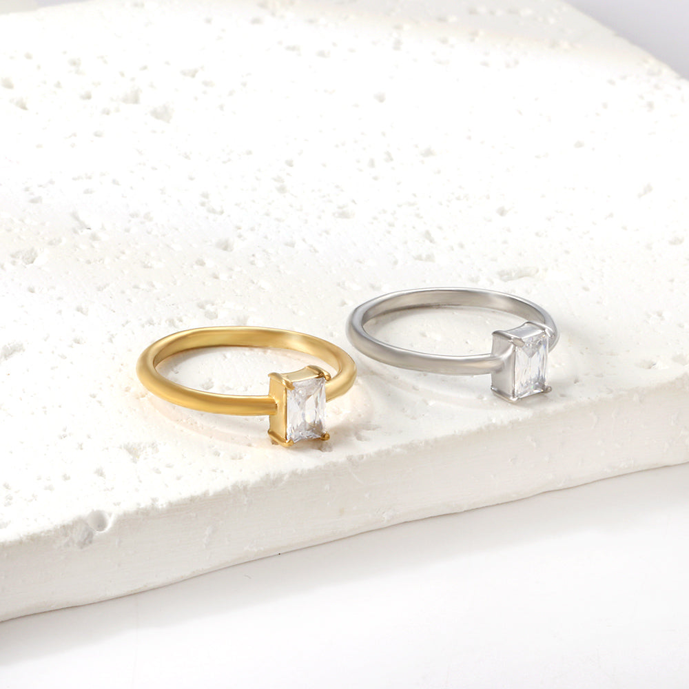 Stainless Steel Dark Green Bar Ring Vacuum Plated 18K Gold asonjewelry