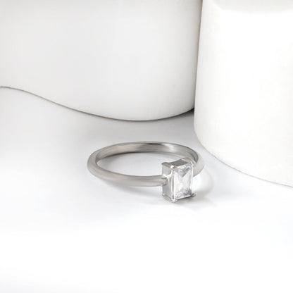 Stainless Steel Dark Green Bar Ring Vacuum Plated 18K Gold asonjewelry